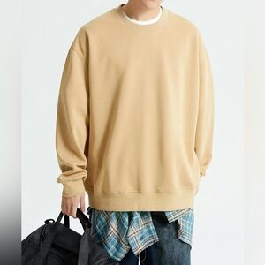 Seven Layer Tan Organic Cotton Fleece Crewneck L